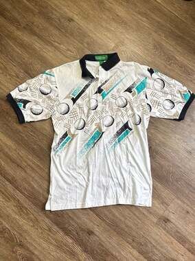 Vintage 90s Grand Slam Munsingwear Abstract Golf Ball Print Polo Shirt